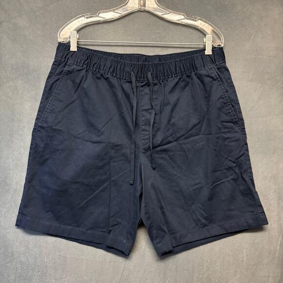 Alfani Navy Blue Elastic Waist Shorts Pull On Cotton Stretch Drawstring Casual - Picture 1 of 13